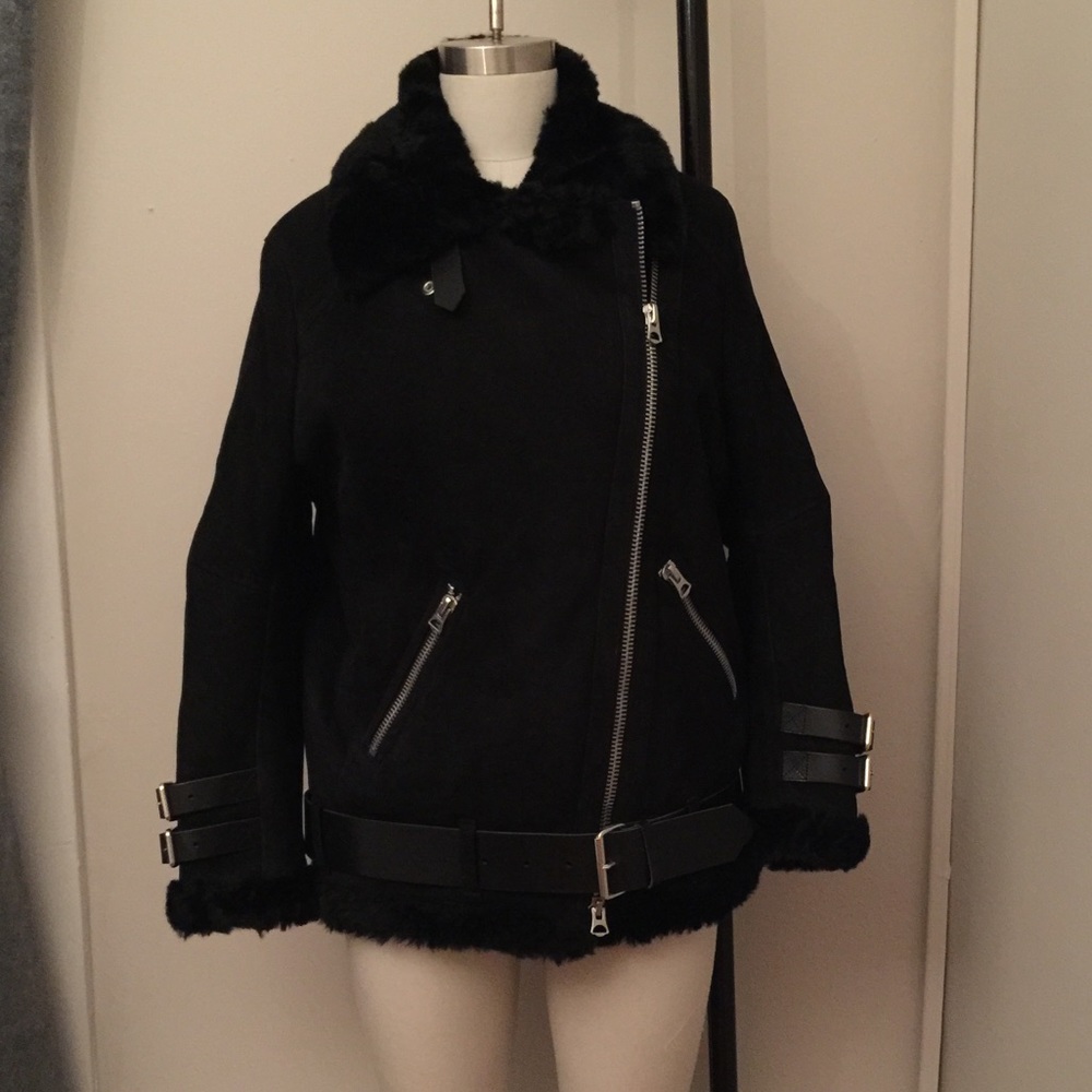 Acne Studios Velocite shearling jacket black